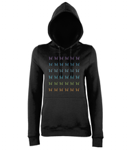 JanaRoos - women's Hoodie - Packshot - Hand drawn illustration - Round neck - Long sleeves - Cotton - jet black - blue butterflies