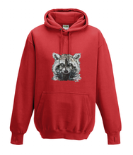 JanaRoos - T-shirts and Sweaters - Kid's Sweater - Packshot - Hand drawn illustration - Round neck - Long sleeves - Cotton -  fire red - vuurrood- raccoon - wasbeertje