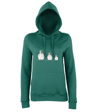 JanaRoos - women's Hoodie - Packshot - Hand drawn illustration - Round neck - Long sleeves - Cotton - jade - penguins
