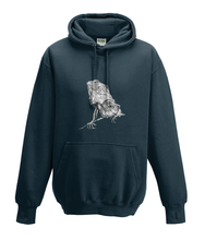 JanaRoos - Hoodies - Kids Hoodie - Packshot - Hand drawn illustration - Round neck - Long sleeves - Cotton - french navy blue - marine blauw - iguana - igujana -black/white - zwart/wit