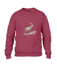 JanaRoos - T-shirts and Sweaters - Sweater - Packshot - Hand drawn illustration - Round neck - Long sleeves - Cotton - independence red - diep rood - gems - mountain goat - berggeit