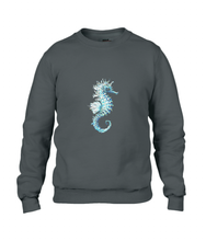 JanaRoos - T-shirts and Sweaters - Sweater - Packshot - Hand drawn illustration - Round neck - Long sleeves - Cotton - black - zwart - Sea-Horse - Zeepaardje