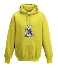 JanaRoos - Hoodies - Kids Hoodie - Packshot - Hand drawn illustration - Round neck - Long sleeves - Cotton - yellow - geel-  panda bear - beer