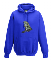 JanaRoos - Hoodies - Kids Hoodie - Packshot - Hand drawn illustration - Round neck - Long sleeves - Cotton - royal blue - royaal blauw - iguana - igujana - colored - gekleurd