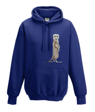 JanaRoos - Hoodies - Kids Hoodie - Packshot - Hand drawn illustration - Round neck - Long sleeves - Cotton - oxford navy blue - marine blauw - meerkat - stokstaartje