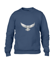 JanaRoos - T-shirts and Sweaters - Sweater - Packshot - Hand drawn illustration - Round neck - Long sleeves - Cotton - Blauw - Blue - snowy owl - sneeuwuil