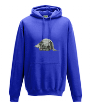 JanaRoos - Hoodie - Packshot - Hand drawn illustration - Round neck - Long sleeves - Cotton -royal blue -pugg- mops