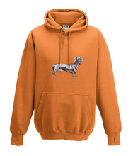 JanaRoos - Hoodies - Kids Hoodie - Packshot - Hand drawn illustration - Round neck - Long sleeves - Cotton - orange - oranje - dachshund - teckel - dog - hond