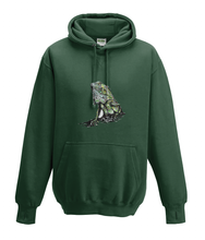 JanaRoos - Hoodies - Kids Hoodie - Packshot - Hand drawn illustration - Round neck - Long sleeves - Cotton - forest green - mos groen - iguana - igujana - colored - gekleurd