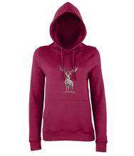 JanaRoos - women's Hoodie - Packshot - Hand drawn illustration - Round neck - Long sleeves - Cotton - red hot chilli- deer colored