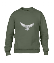 JanaRoos - T-shirts and Sweaters - Sweater - Packshot - Hand drawn illustration - Round neck - Long sleeves - Cotton - city green - khaki - snowy owl - sneeuwuil