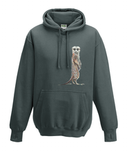 JanaRoos - Hoodies - Kids Hoodie - Packshot - Hand drawn illustration - Round neck - Long sleeves - Cotton - chacoal - grijs - meerkat - stokstaartje