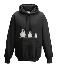 JanaRoos - Hoodies - Kids Hoodie - Packshot - Hand drawn illustration - Round neck - Long sleeves - Cotton - black - zwart - Penguins - Pinguïns