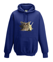 JanaRoos - Hoodies - Kids Hoodie - Packshot - Hand drawn illustration - Round neck - Long sleeves - Cotton - oxford navy blue - marine blauw - coffee owl - uil