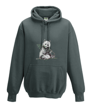 JanaRoos - Hoodies - Kids Hoodie - Packshot - Hand drawn illustration - Round neck - Long sleeves - Cotton - charcoal grey - grijs-  panda bear - beer