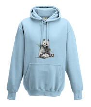 JanaRoos - Hoodies - Kids Hoodie - Packshot - Hand drawn illustration - Round neck - Long sleeves - Cotton - sky blue - hemels blauw-  panda bear - beer