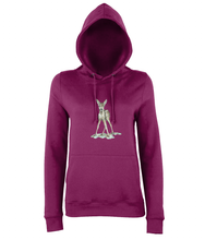 JanaRoos - women's Hoodie - Packshot - Hand drawn illustration - Round neck - Long sleeves - Cotton - burgundy - bambi