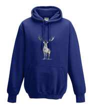 JanaRoos - Hoodies - Kids Hoodie - Packshot - Hand drawn illustration - Round neck - Long sleeves - Cotton - oxford navy blue - marine blauw - deer - reindeer - hert - rendier - black/white - zwart/wit