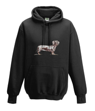 JanaRoos - Hoodies - Kids Hoodie - Packshot - Hand drawn illustration - Round neck - Long sleeves - Cotton - black - zwart- dachshund - teckel - dog - hond