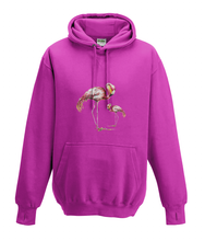 JanaRoos - Hoodies - Kids Hoodie - Packshot - Hand drawn illustration - Round neck - Long sleeves - Cotton - hot pink - roos - flamingo's