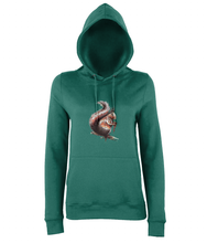JanaRoos - women's Hoodie - Packshot - Hand drawn illustration - Round neck - Long sleeves - Cotton -jade-squirrel