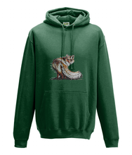 JanaRoos - Hoodie - Packshot - Hand drawn illustration - Round neck - Long sleeves - Cotton - bottle green - foxy - vos