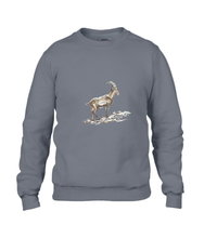JanaRoos - T-shirts and Sweaters - Sweater - Packshot - Hand drawn illustration - Round neck - Long sleeves - Cotton - charcoal - grijs - gems - mountain goat - berggeit