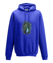 JanaRoos - Hoodie - Packshot - Hand drawn illustration - Round neck - Long sleeves - Cotton - royal blue - peacock - pauw