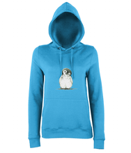 JanaRoos - women's Hoodie - Packshot - Hand drawn illustration - Round neck - Long sleeves - Cotton - sapphira blue- penguin