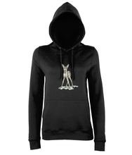 JanaRoos - women's Hoodie - Packshot - Hand drawn illustration - Round neck - Long sleeves - Cotton - jet black - zwart - bambi