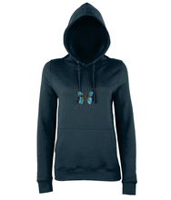 JanaRoos - women's Hoodie - Packshot - Hand drawn illustration - Round neck - Long sleeves - Cotton -marine blue- butterfly