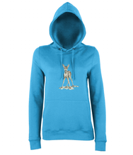 JanaRoos - women's Hoodie - Packshot - Hand drawn illustration - Round neck - Long sleeves - Cotton -sapphire blue- bambi