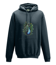 JanaRoos - Hoodie - Packshot - Hand drawn illustration - Round neck - Long sleeves - Cotton - navy blue - peacock - pauw