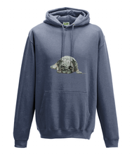 JanaRoos - Hoodie - Packshot - Hand drawn illustration - Round neck - Long sleeves - Cotton - airforce blue -pugg- mops