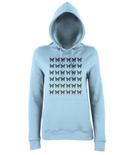 JanaRoos - women's Hoodie - Packshot - Hand drawn illustration - Round neck - Long sleeves - Cotton - sky blue - blue butterflies