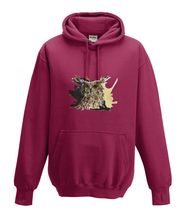 JanaRoos - Hoodies - Kids Hoodie - Packshot - Hand drawn illustration - Round neck - Long sleeves - Cotton - red hot chilli - dieprood - coffee owl - uil