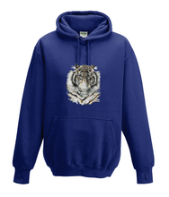 JanaRoos - Hoodies - Kids Hoodie - Packshot - Hand drawn illustration - Round neck - Long sleeves - Cotton - oxford navy blue - marine blauw - Siberian tiger - siberische tijger - colored - gekleurd