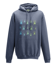 JanaRoos - Hoodie - Packshot - Hand drawn illustration - Round neck - Long sleeves - Cotton - airforce blue - blauw - beetles - kevers