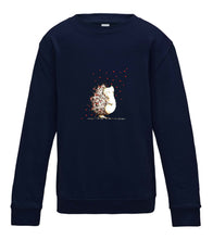 JanaRoos - T-shirts and Sweaters - Kid's Sweater - Packshot - Hand drawn illustration - Round neck - Long sleeves - Cotton - Oxford Navy - Blauw - Valentine's hedghog