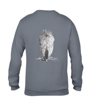 JanaRoos - T-shirts and Sweaters - Sweater - Packshot - Hand drawn illustration - Round neck - Long sleeves - Cotton - Charcoal - Grijs - White raven - Witte raaf